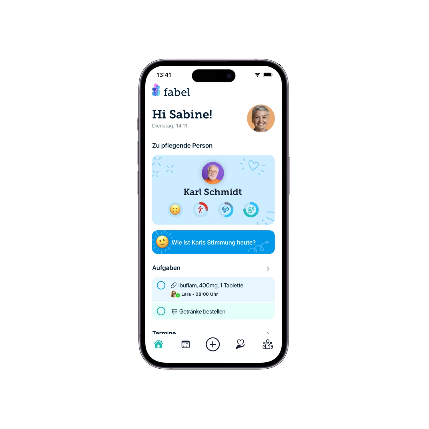 Image of an iPhone with the fabel App