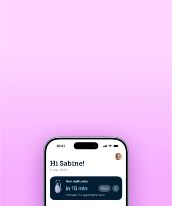 iPhone with fabel App showing the dashboard with a therapy section