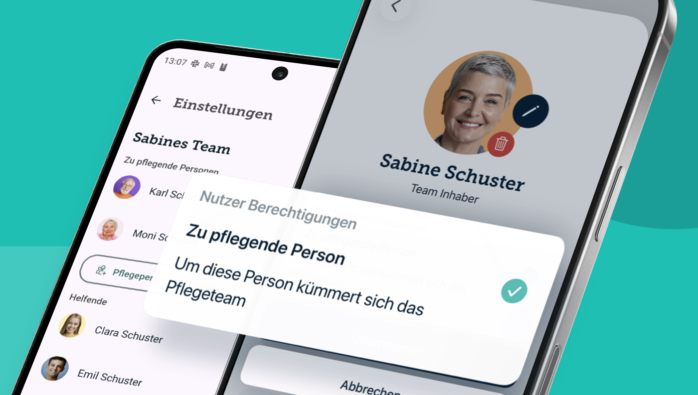 Bild der Settings Ansicht und der Nutzer Berechtigungen